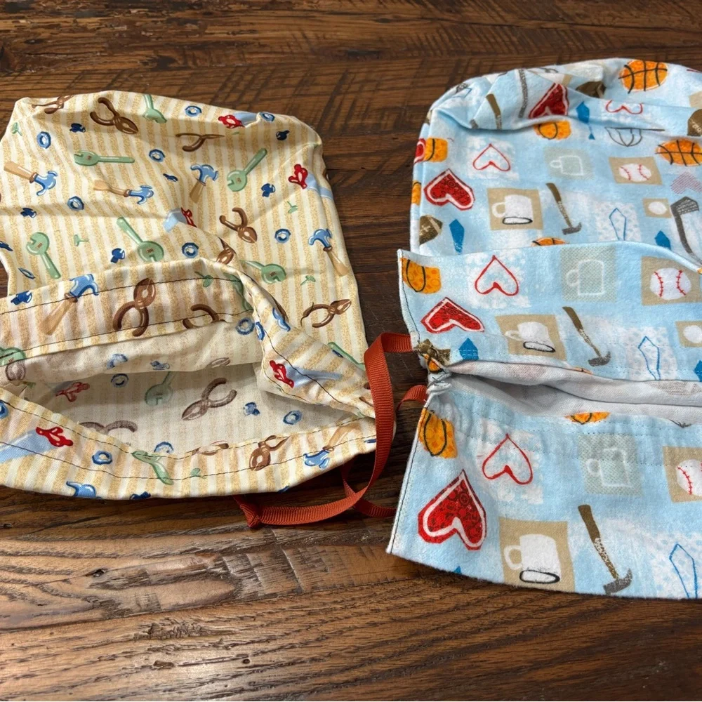 2 Tool Theme Hand Made Cotton Drawstring Gift Bags